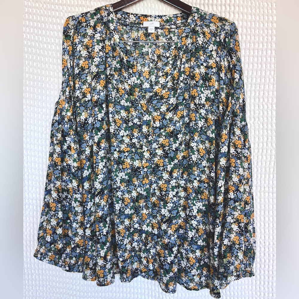 J. Jill Floral Top Boho Floral Cottagecore Long Sleeve Relaxed Fit Size 4X